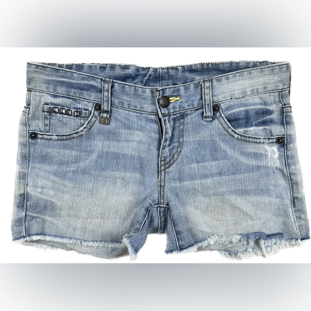 ARMANI EXCHANGE EMBELLISHED POCKET CUT OFF SHORTS
